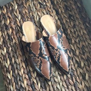 Franco Sarto Rayna snakeskin embossed mules